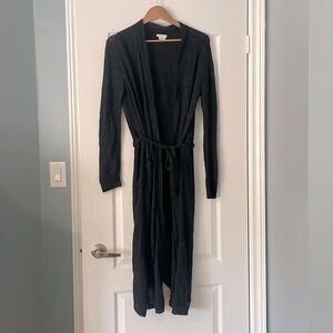 Shimera Long Charcoal Gray Belted Cardigan Size Medium